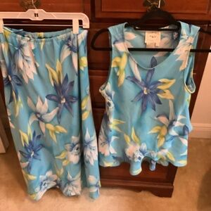 Floral Blue and Yellow Two-Piece Set